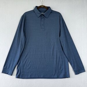 Quince Shirt Mens Large Performance Long Sleeve Polo Blue Green Quiet Luxury